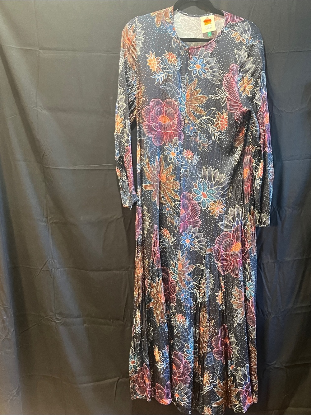 FARM Rio Navy Long Sleeve Floral Maxi Dress